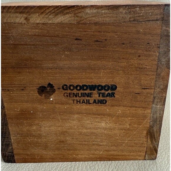 Vintage Goodwood Genuine Teak 9 piece Coaster Set Mid Century Modern - Picture 8 of 8